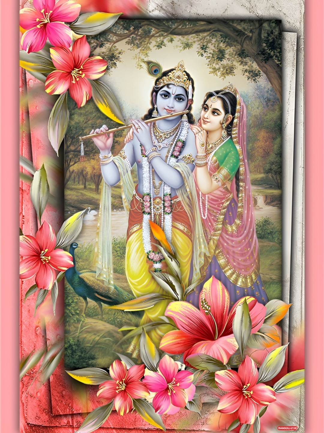 

Aquire Pink & Green Lord Radhakrishna Wall Sticker