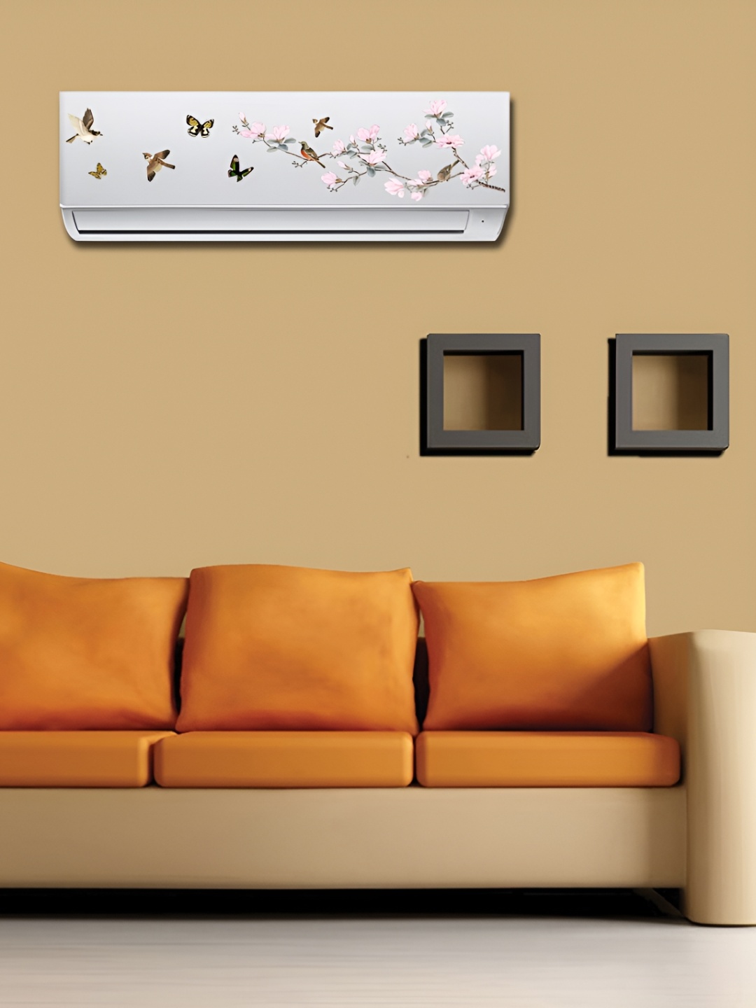 

Aquire RANGOLI Beige & Brown Leaf Butterflies Printed Air Conditioner Sticker