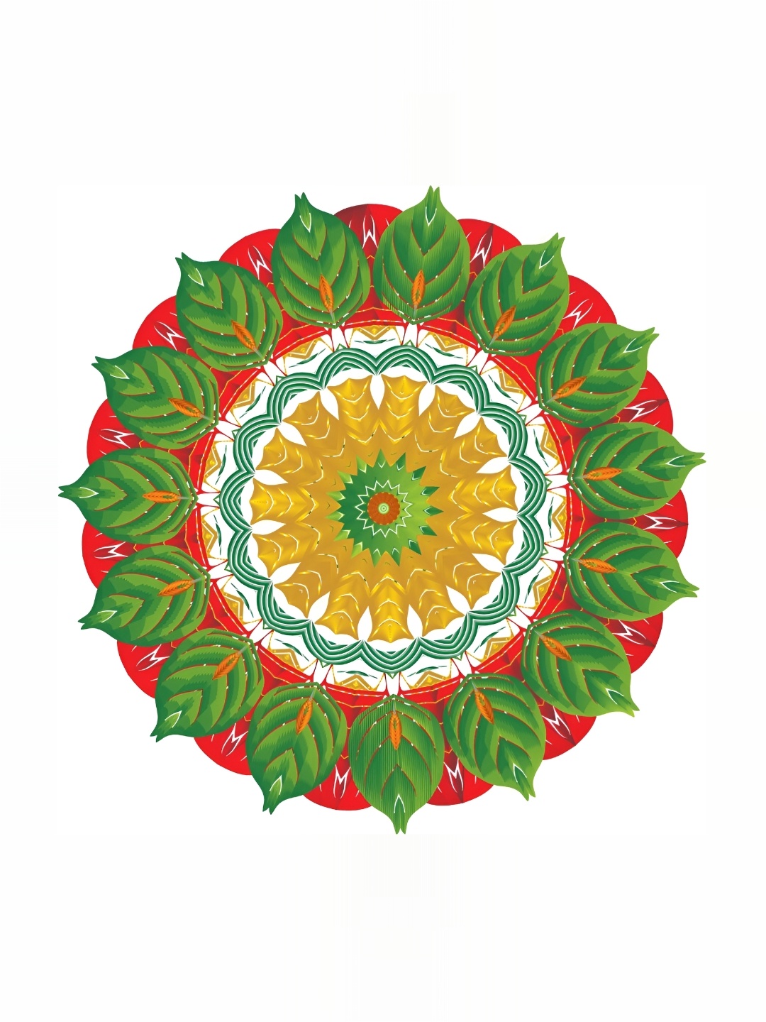 

Aquire Red & Green Rangoli Printed Waterproof Wall Sticker
