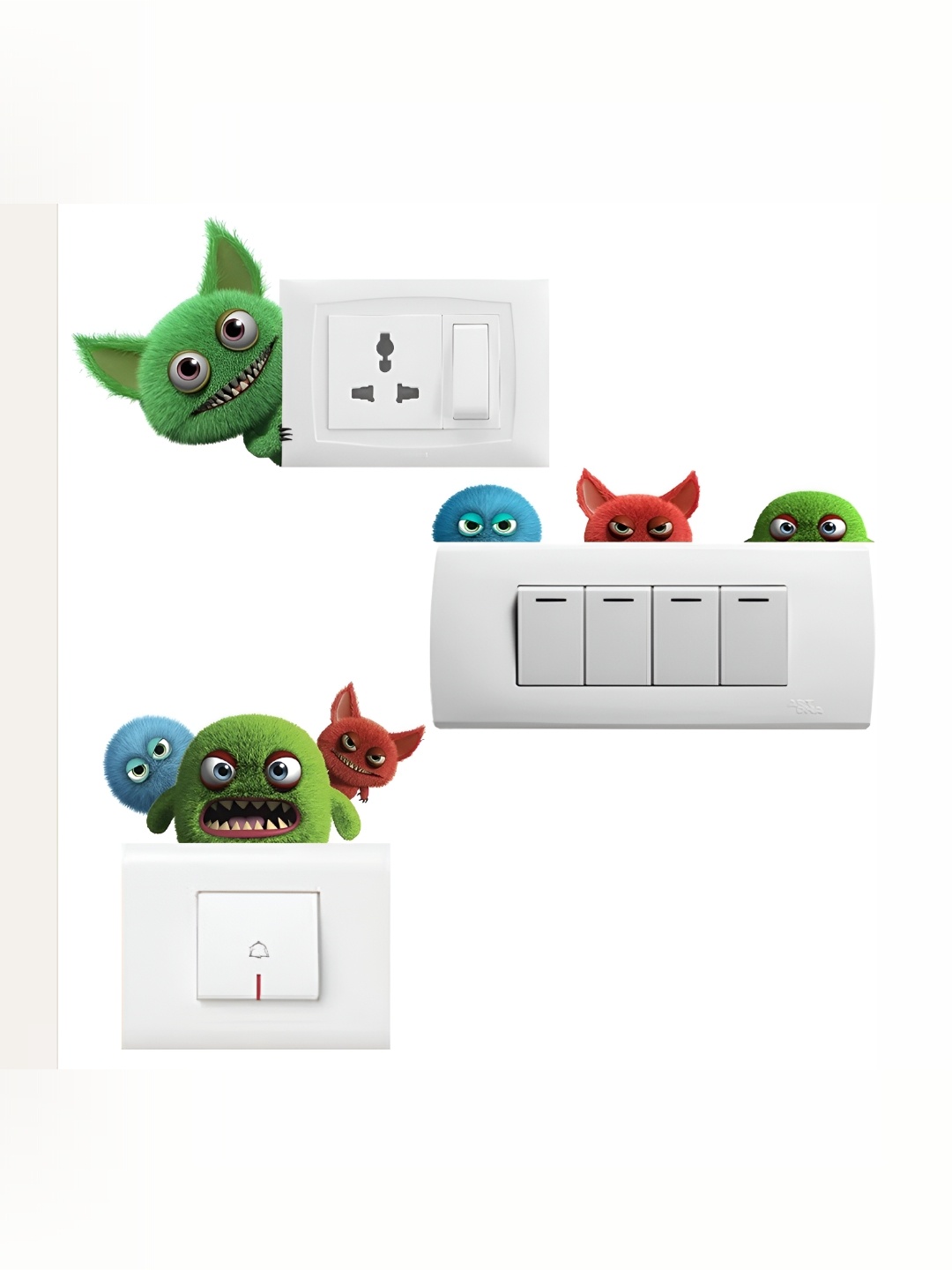 

Aquire Blue & Brown Cartoon Printed Switch Board Sticker, Green