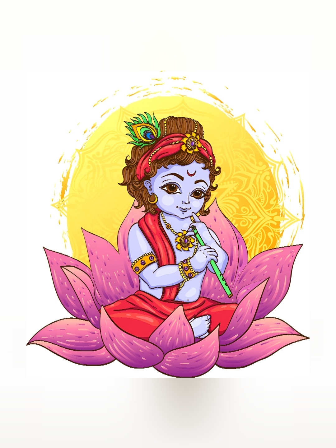 

Aquire Yellow & Purple Krishna Printed Self-Adhesive Wall Sticker