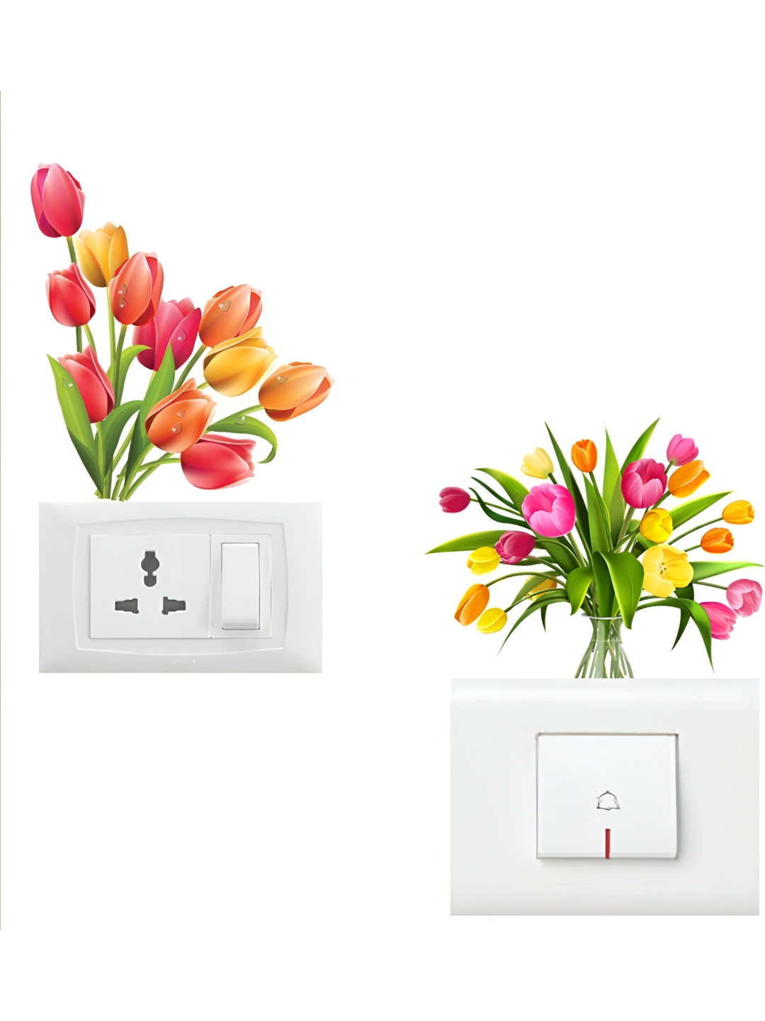 

Aquire 2Pcs Pink & Yellow Printed Switch Board Wall Stickers