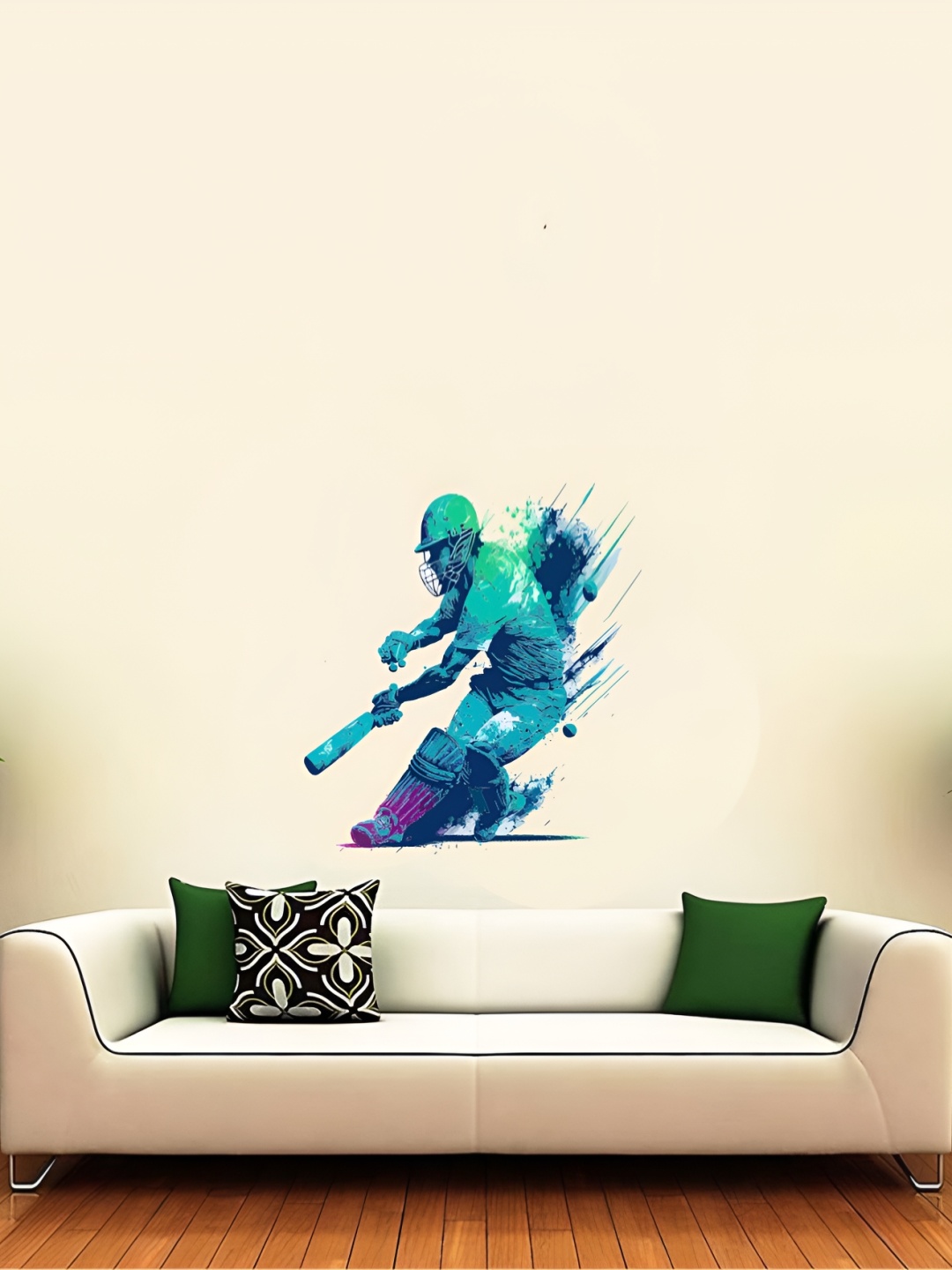 

Aquire Green Cricket Player Self-Adhesive Wall Stickers