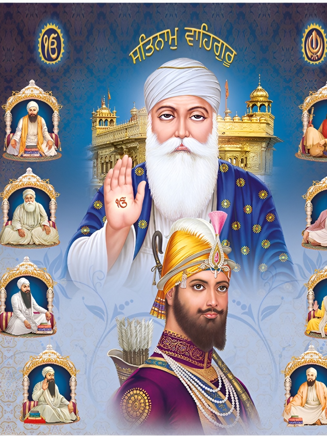 

Aquire god & god's Blue & White Das Guru Printed Wallpaper