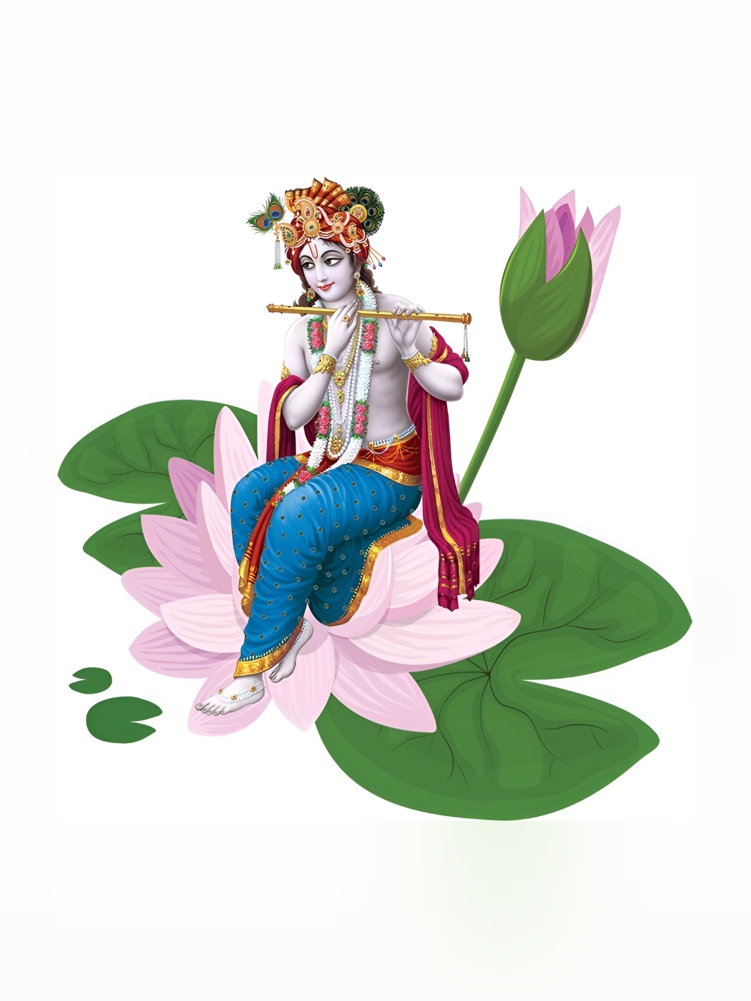 

Aquire Pink & Green Krishna On Lotus Printed Long Lasting Wall Stickers