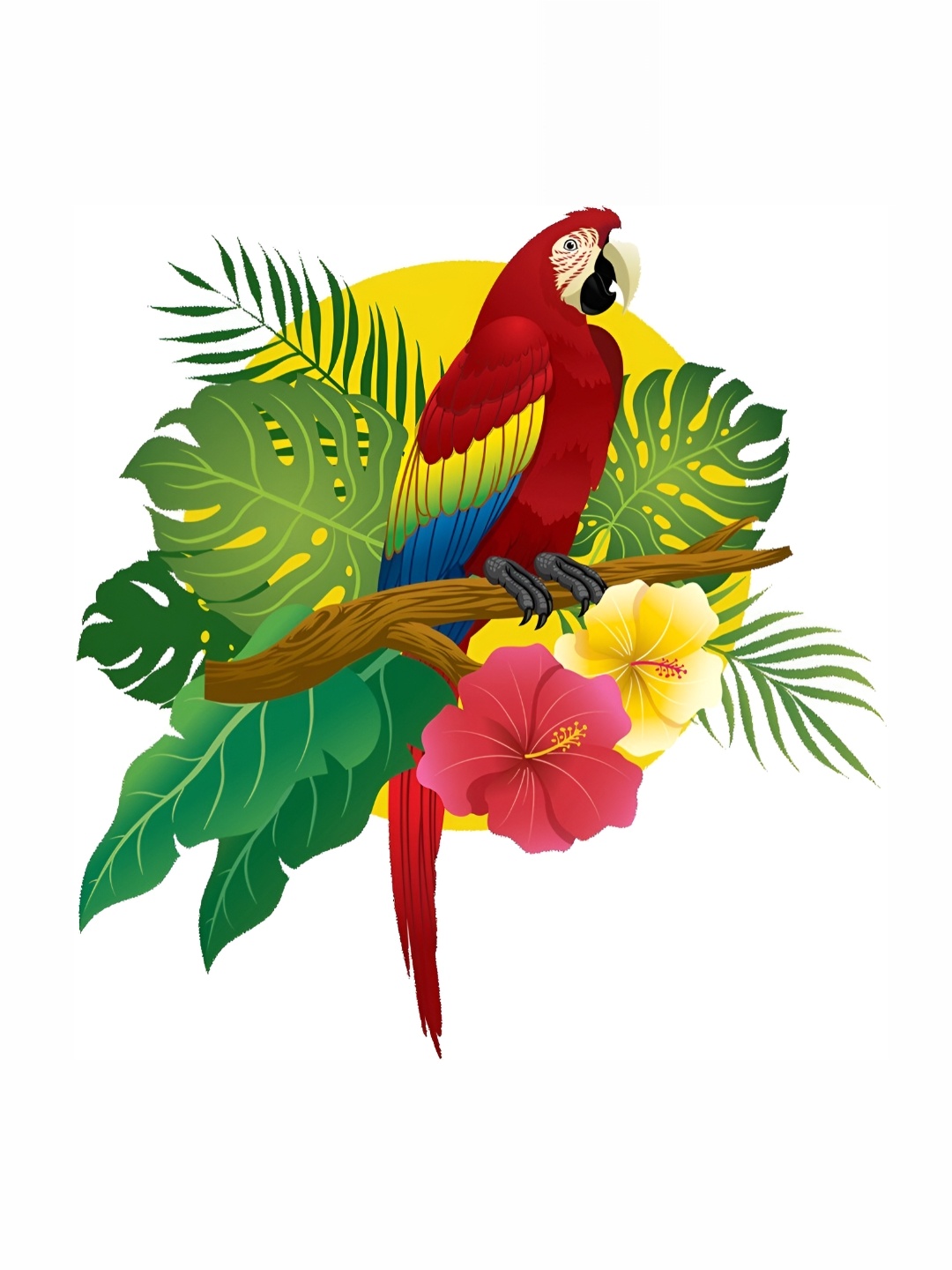 

Aquire RANGOLI Yellow & Red parrot Modern Art Wall Sticker