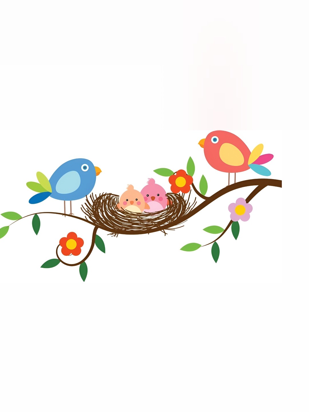 

Aquire Rangoli Brown & Blue Little Birds Modern Art Printed Wallpaper