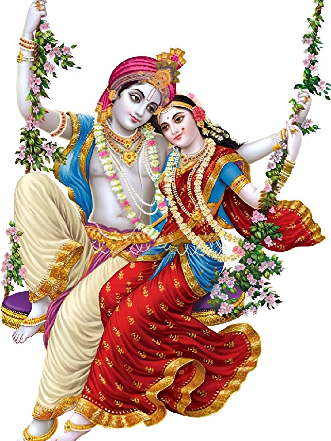 

Aquire Beige & Red Radha Krishna Ji on Jhula Printed Self-adhesive Wallpaper