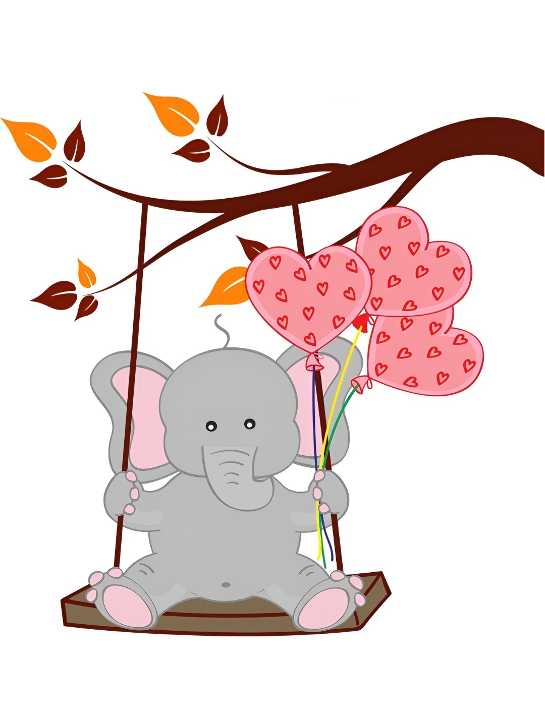 

Aquire Grey & Pink Elephant On Swing Printed Long Lasting Wall Stickers