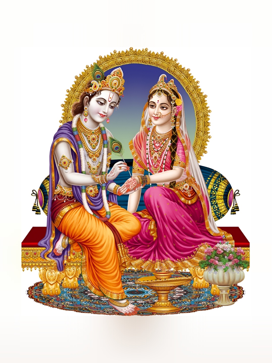 

Aquire Blue & Pink Radha Krishna Printed Wall Sticker