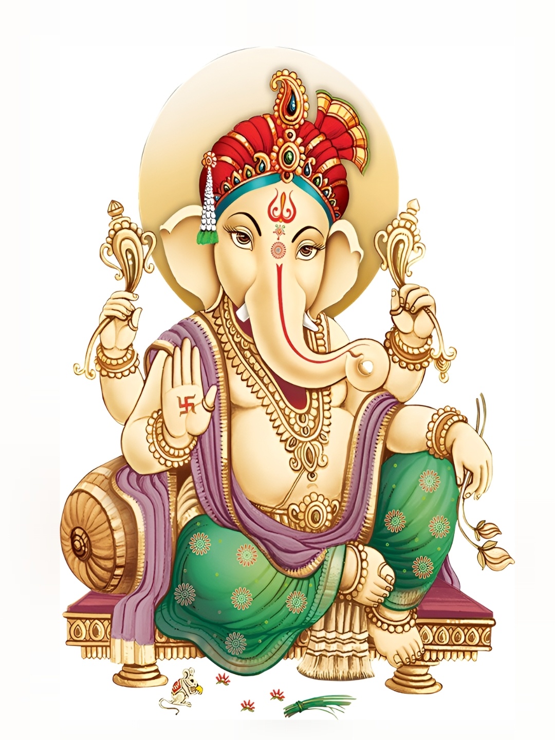 

Aquire Beige & Green Ganesha Printed Wall Sticker