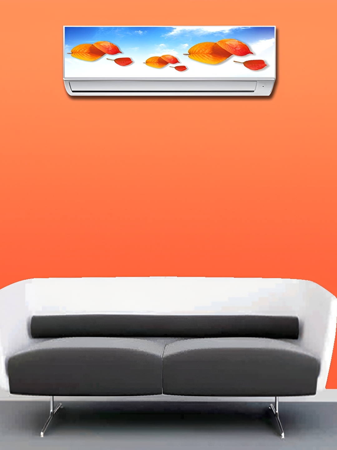 

Aquire Blue & Orange Colored Leaf Printed AC Stickers