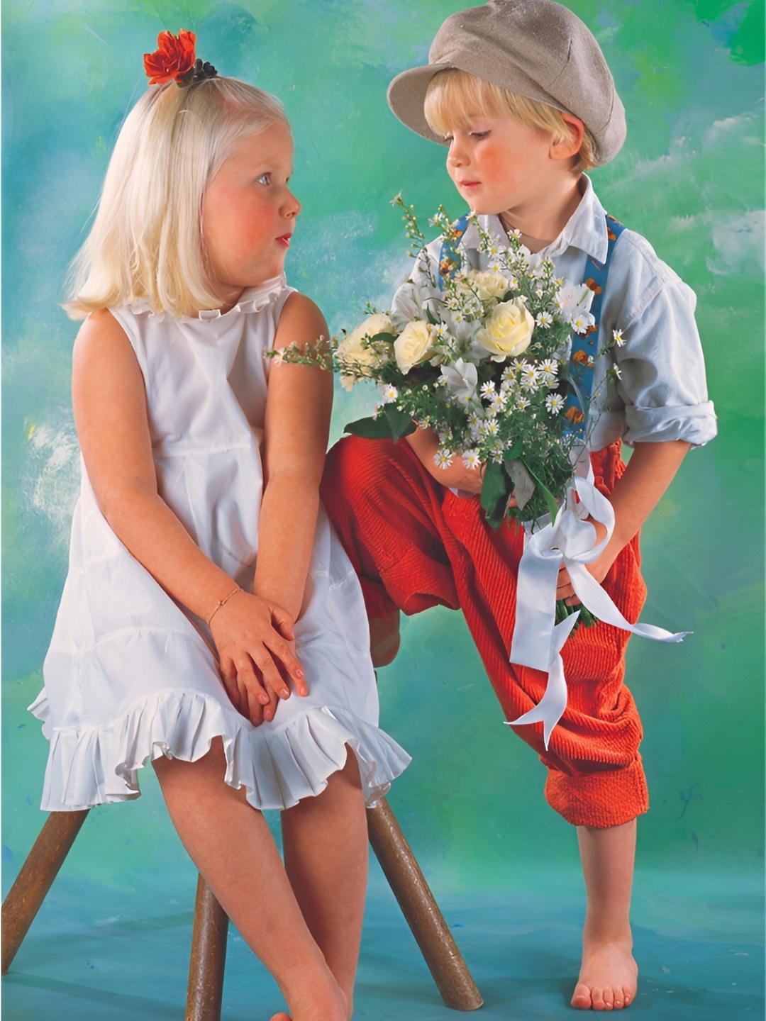 

Aquire god & god's Green & Red Cute Boy And Girl Printed Wallpaper