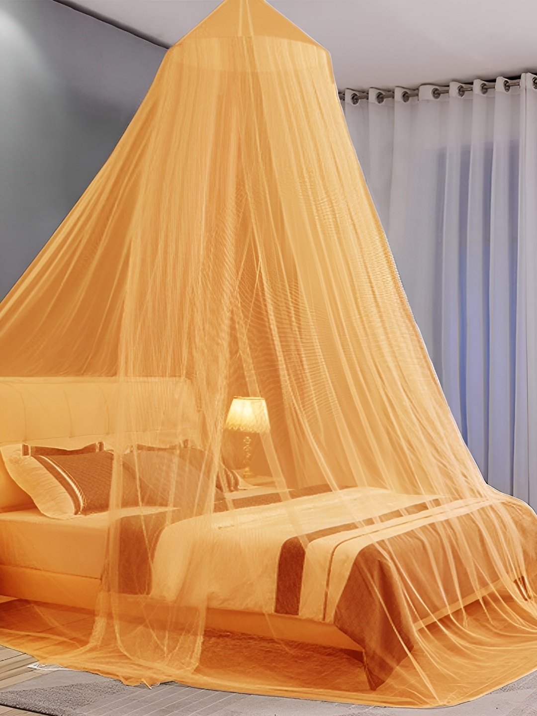 

MARUTI ENTERPRISE Orange King Size Hanging Mosquito Net