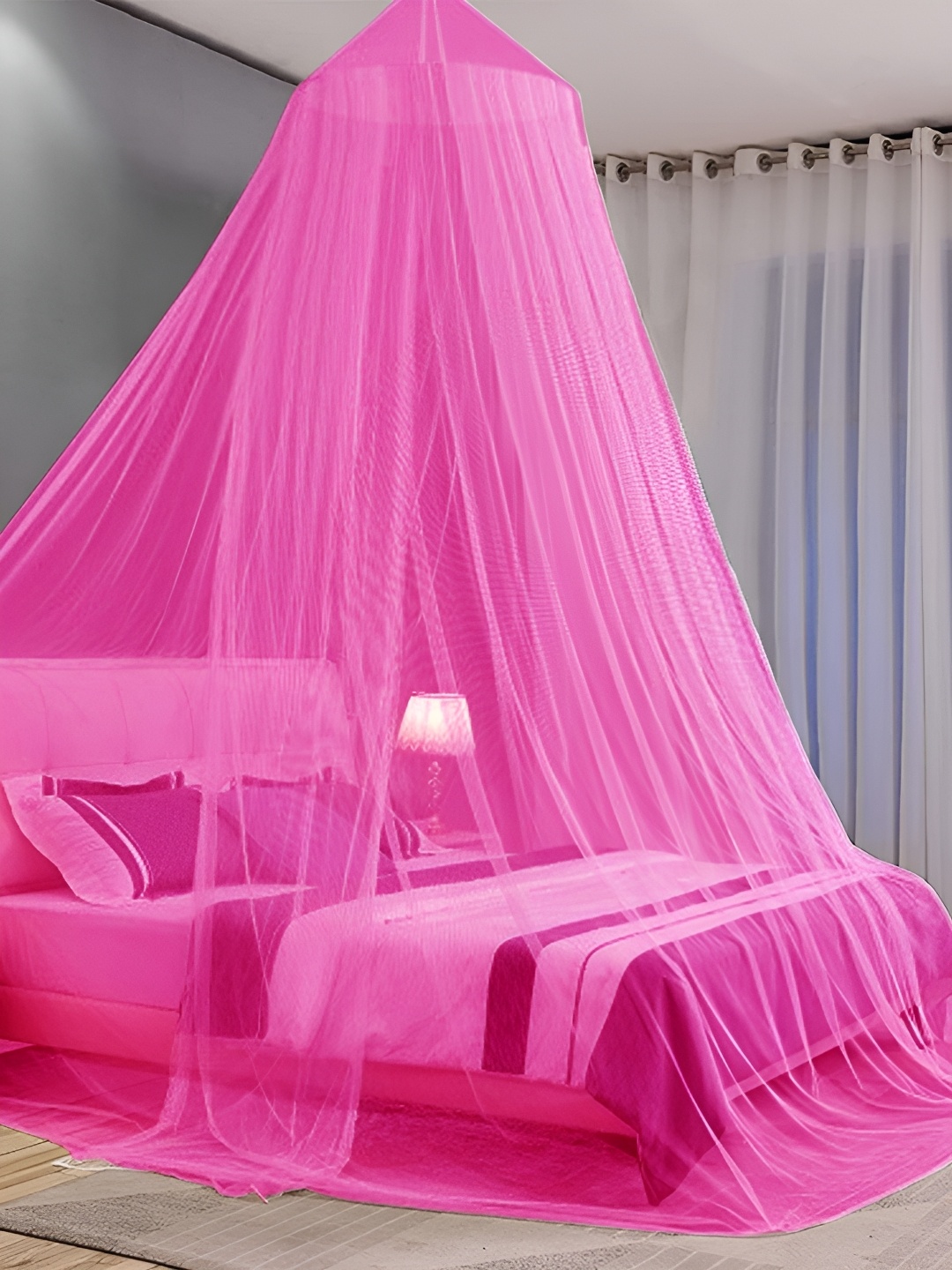 

MARUTI ENTERPRISE Pink King Size Hanging Mosquito Net