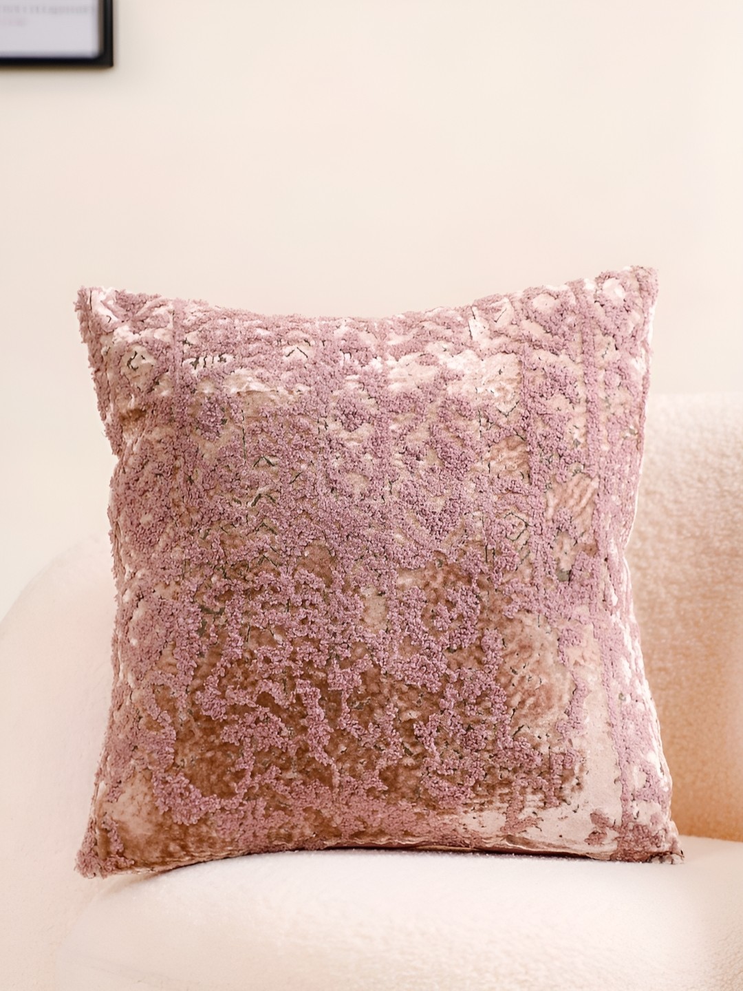 

Nestasia Taupe Embroidered Cotton Square Cushion Cover
