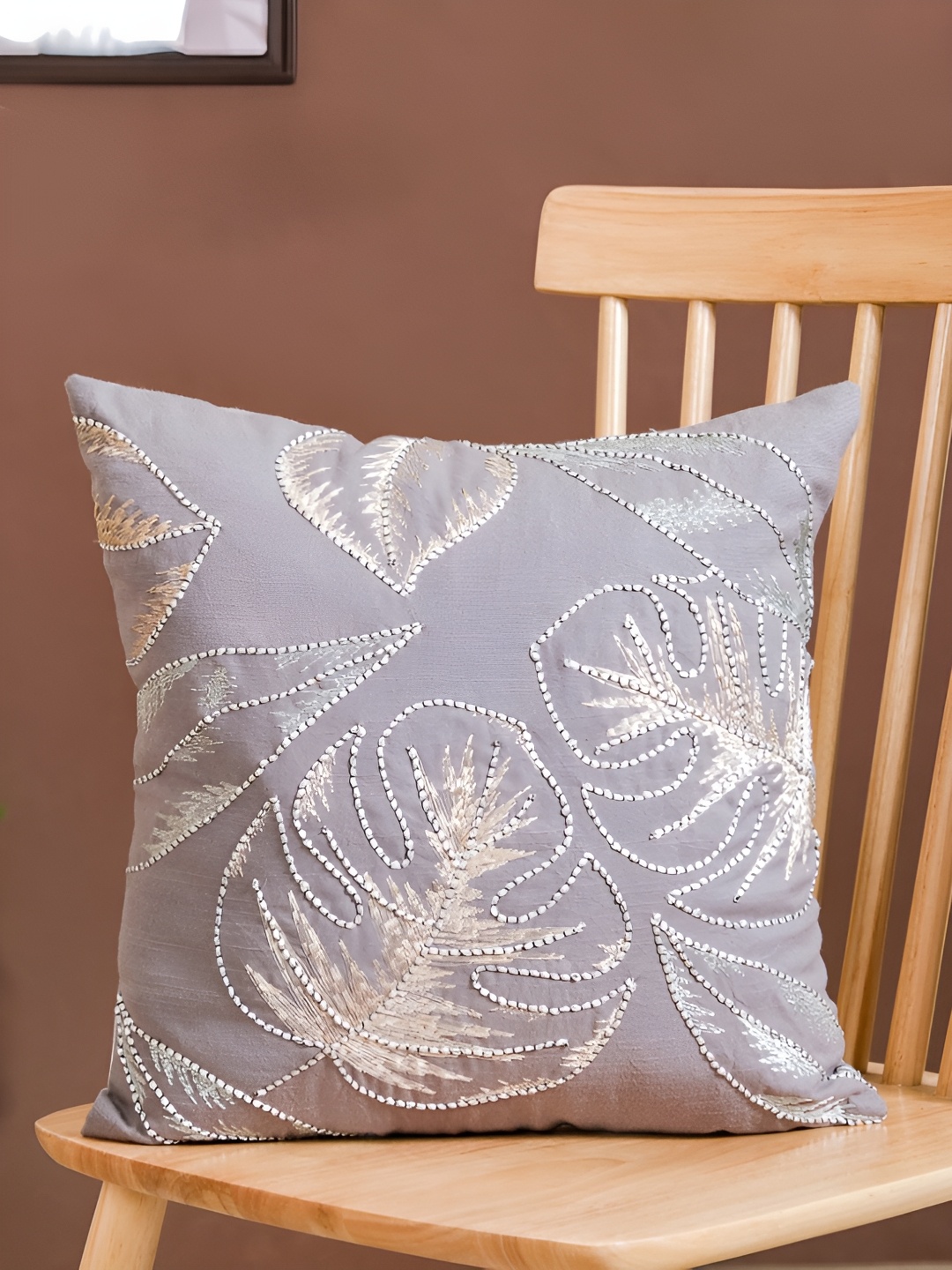 

Nestasia Grey & White Floral Cotton Square Cushion Cover