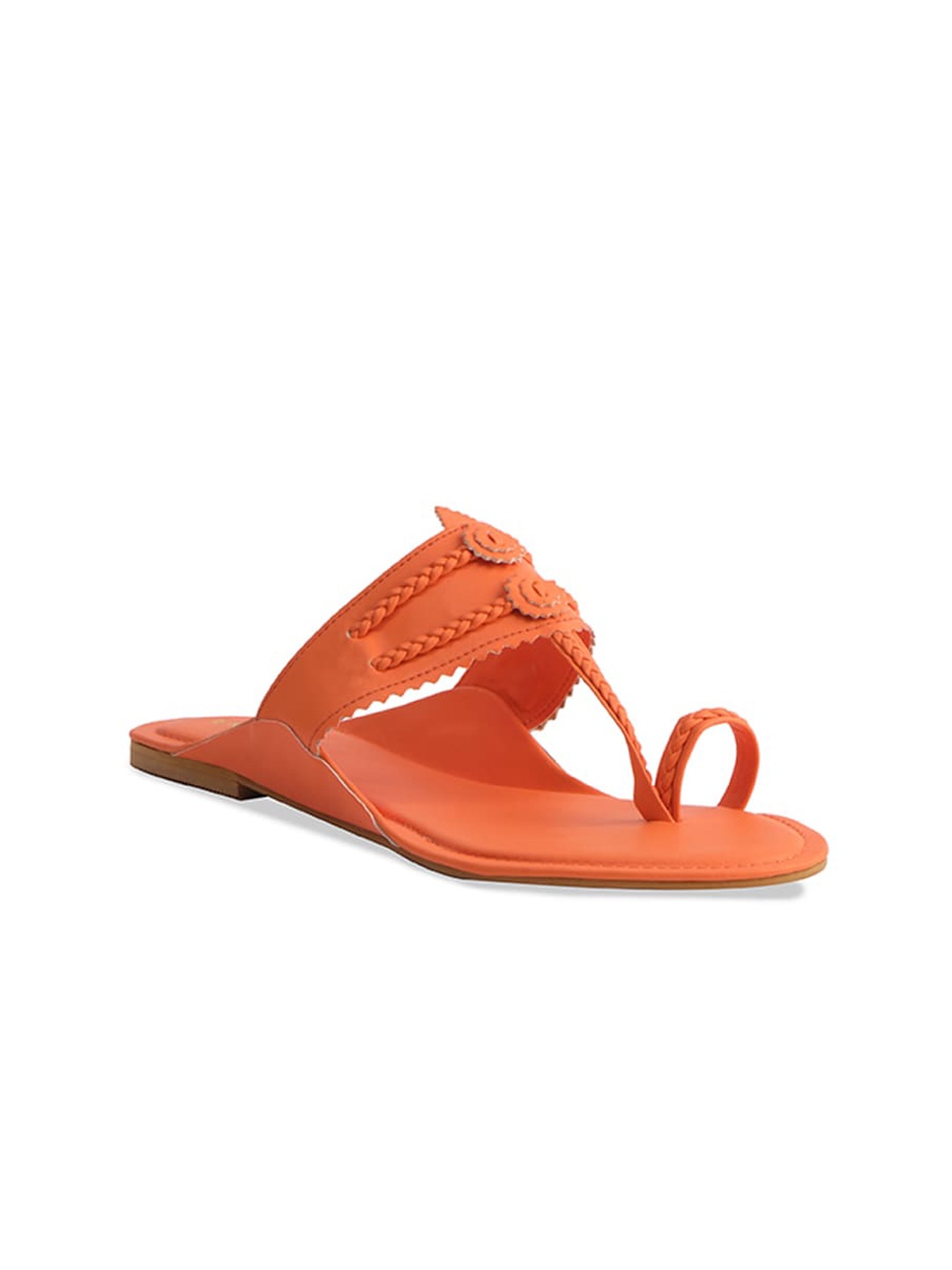 

ERIDANI Textured One Toe Flats, Orange