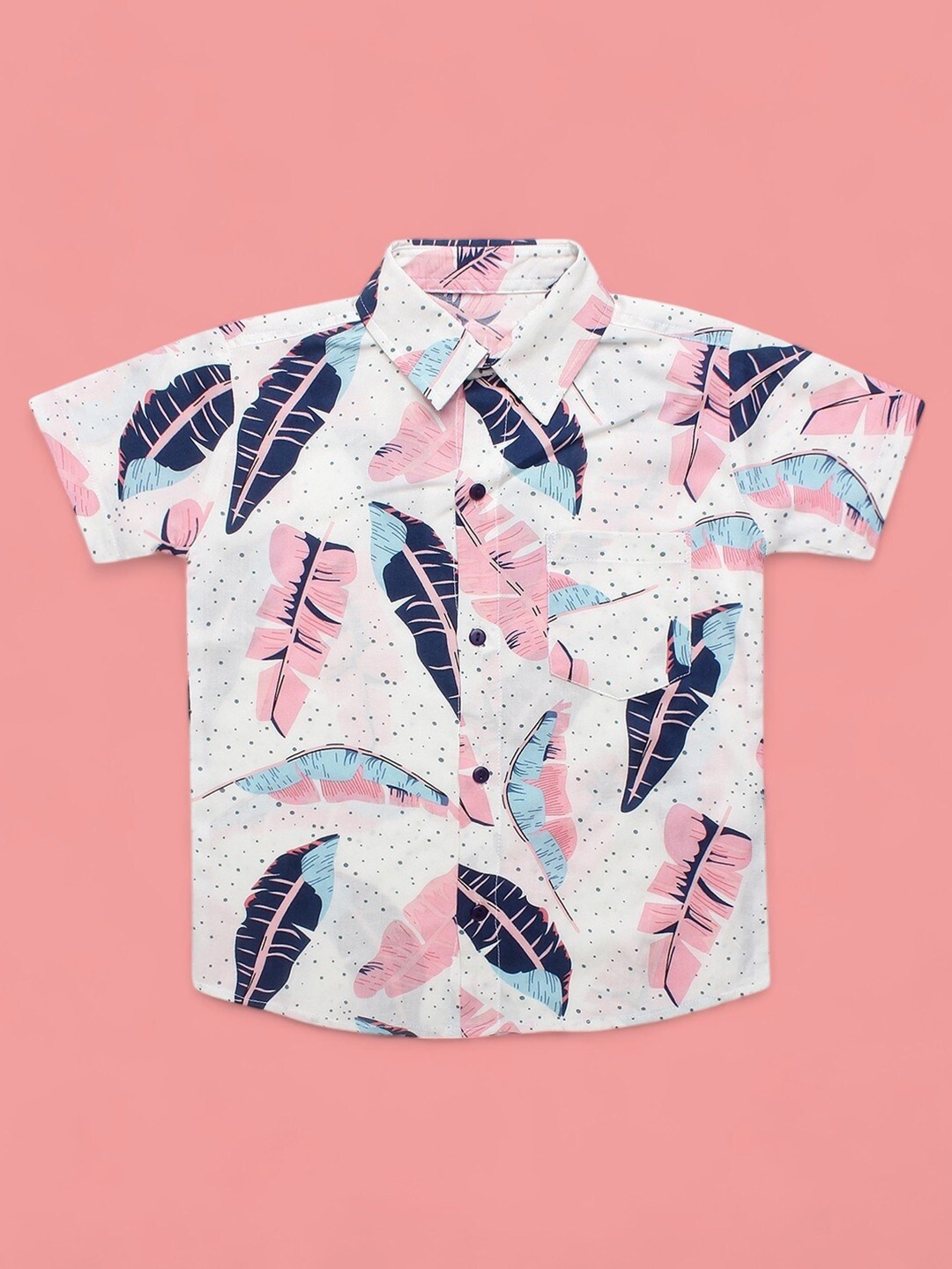 

Superminis Boys Relaxed Floral Printed Casual Shirt, White