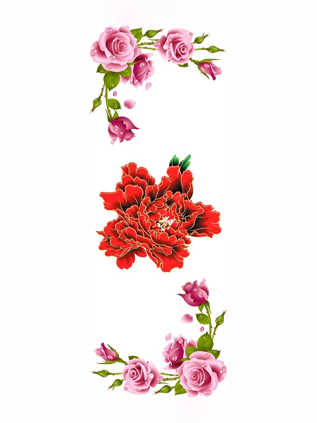 

Aquire Red & Pink Floral Printed Wall Sticker