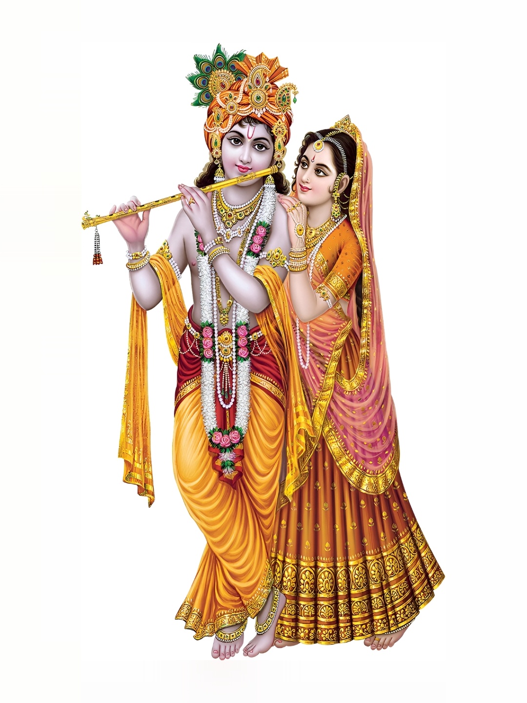

Aquire Yellow & Pink Radha Krishna Printed Waterproof Wall Sticker