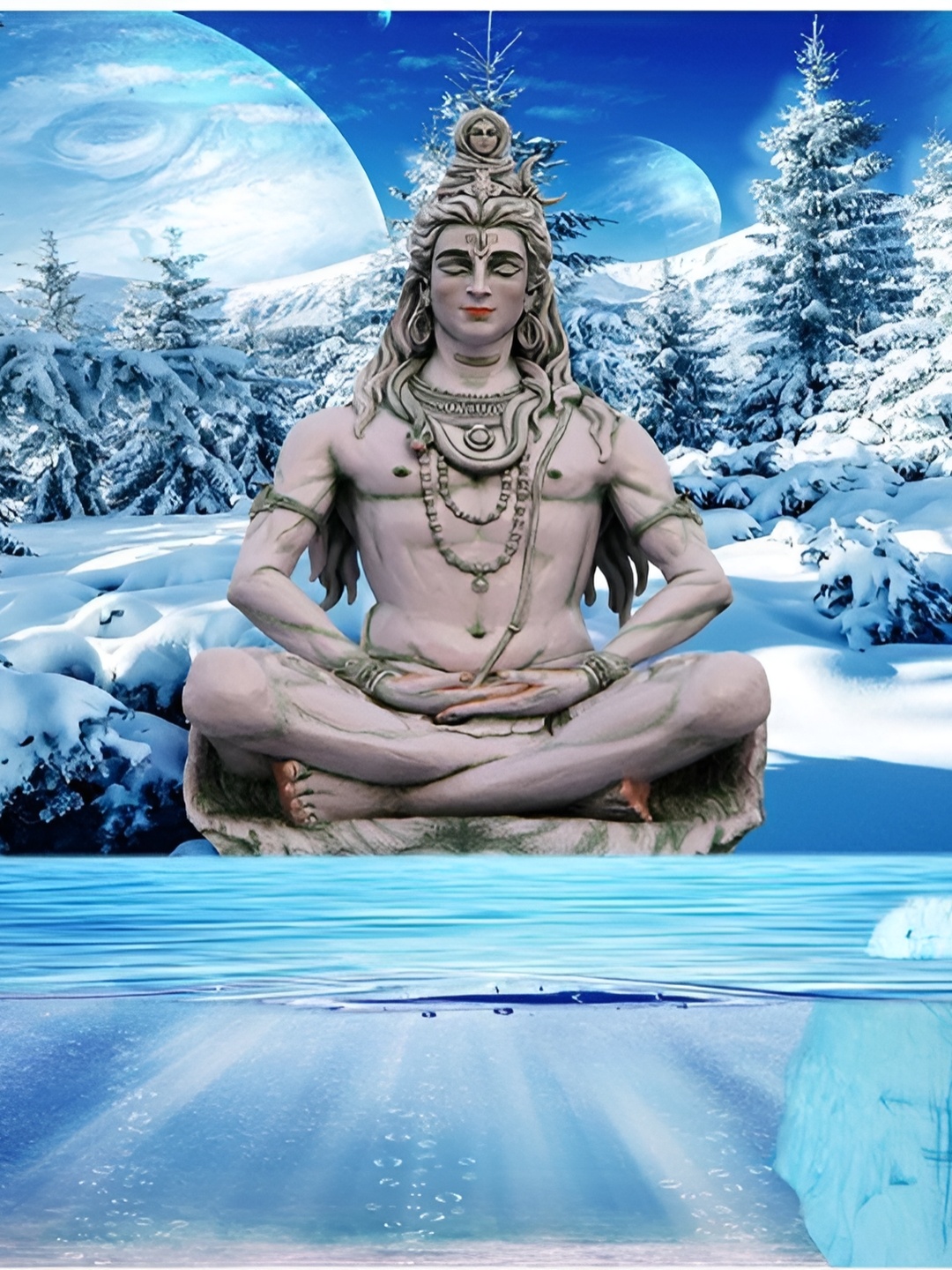 

Aquire Grey & Blue Religious Canvas Shiv Ji HD Digital Printed Self-Adhesive Wall Sticker