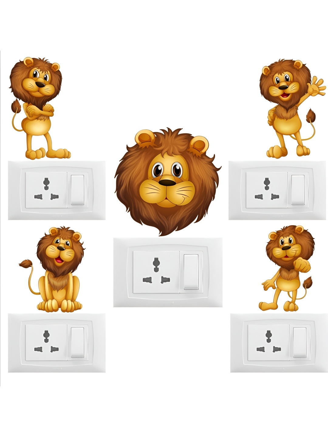 

Aquire 5-Pcs Brown Animal Self-Adhesive Wall Stickers