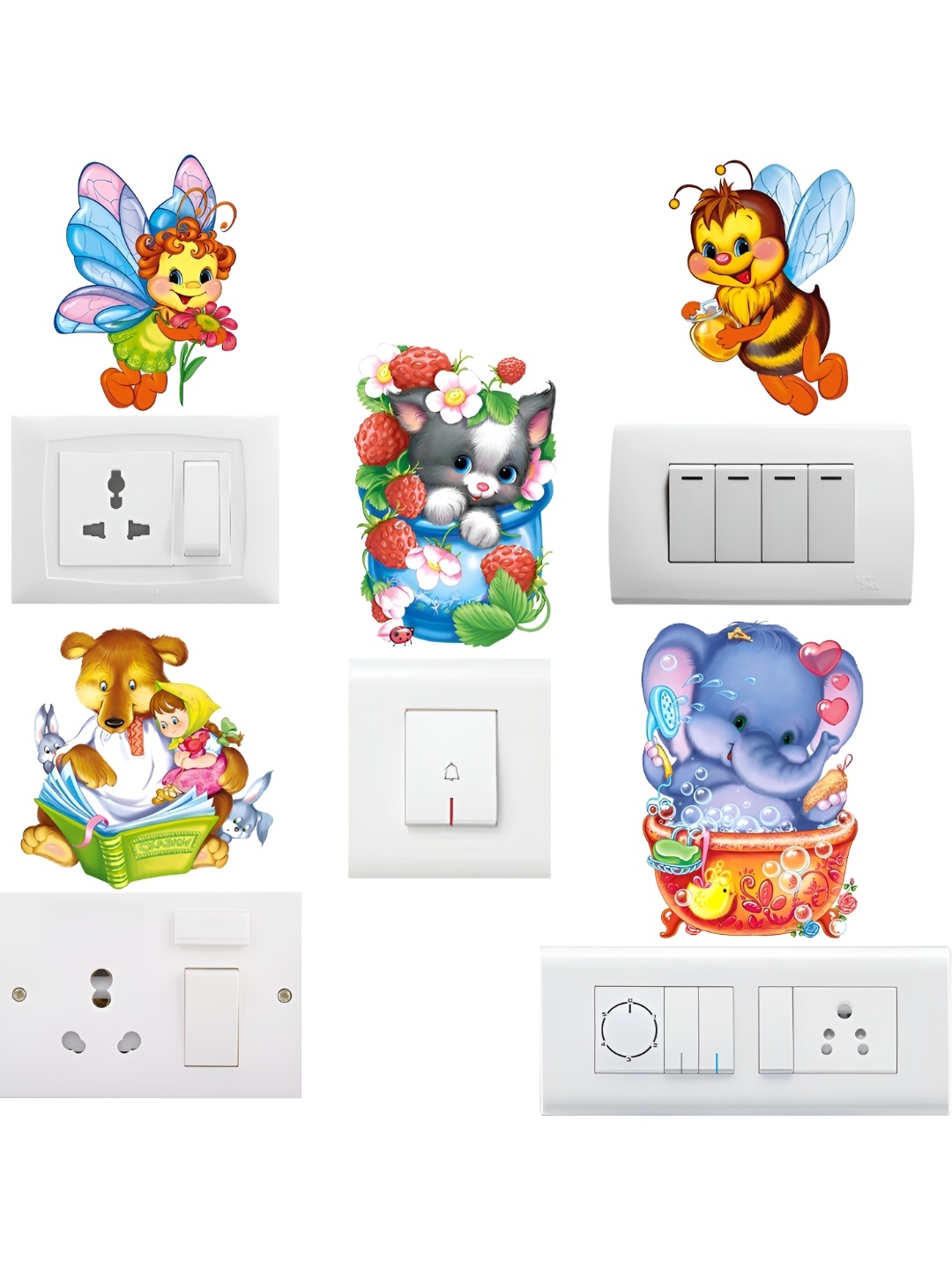 

Aquire Blue & Yellow Birds & Animals Switch Boards Stickers