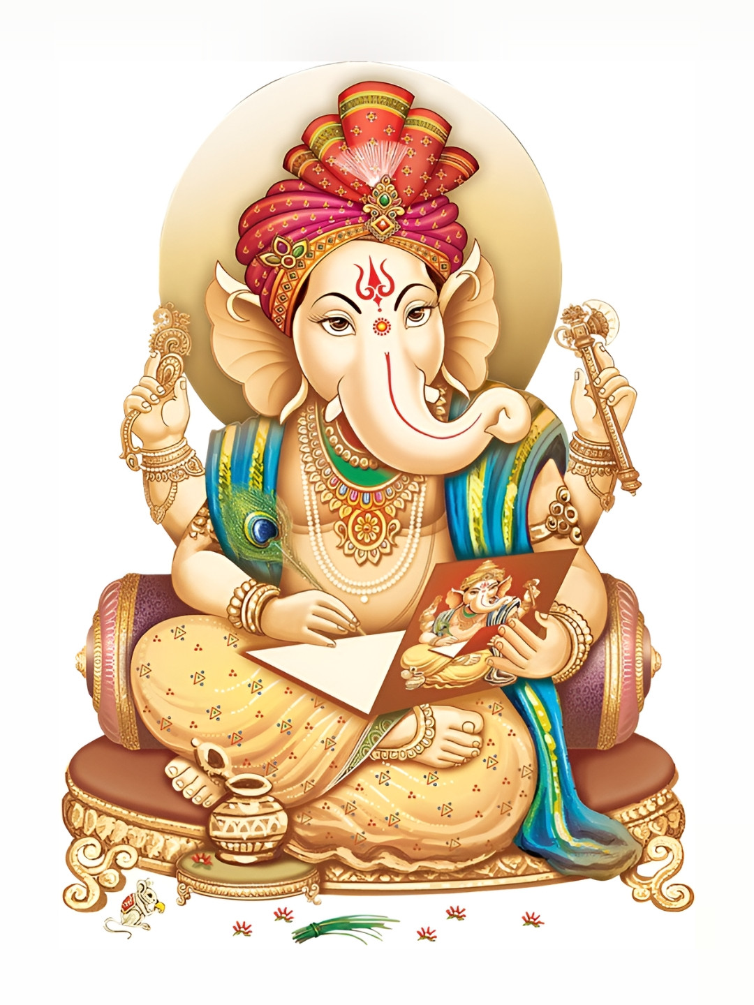 

Aquire god & god's Beige & Brown Modern Art Bappa Printed Wallpaper