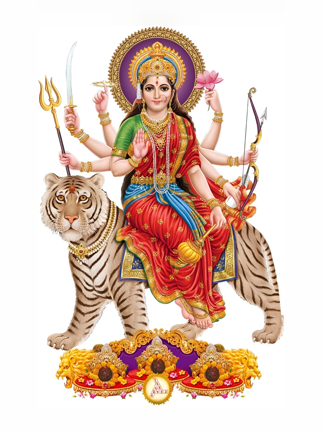 

Aquire god & god's beige & Red Shera Wali Mata Modern Art Printed Wallpaper