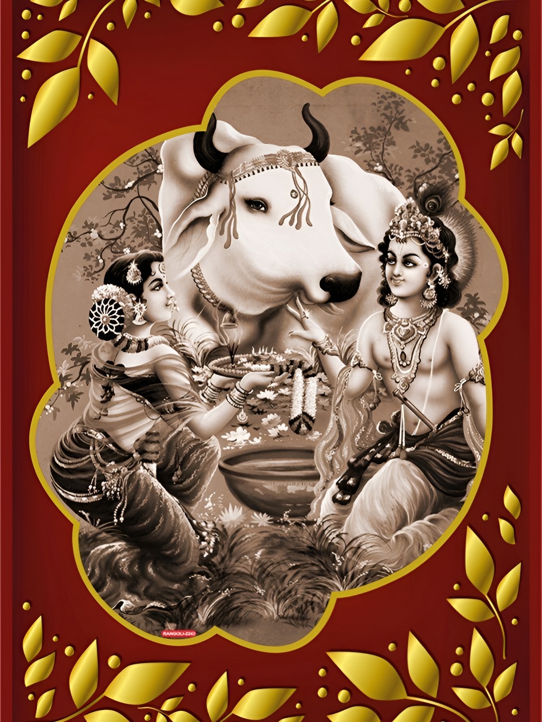 

Aquire god & god's Red & Beige Printed Self-adhesive Wallpaper