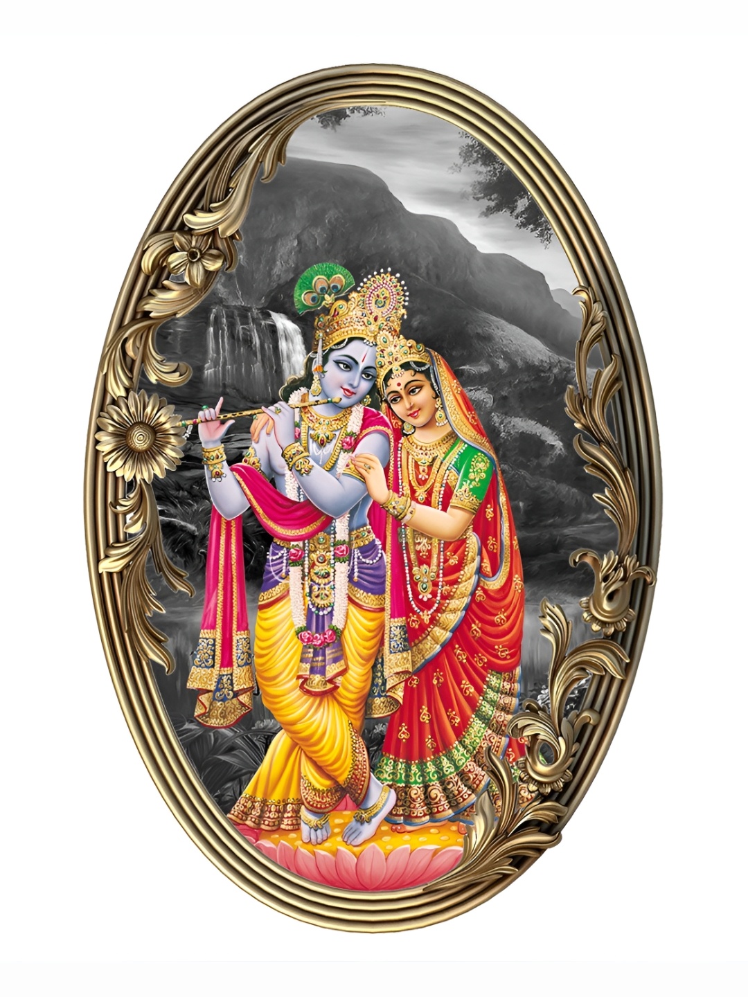 

Aquire god & god's Red & Yellow Printed Self-Adhesive Waterproof Wall Sticker