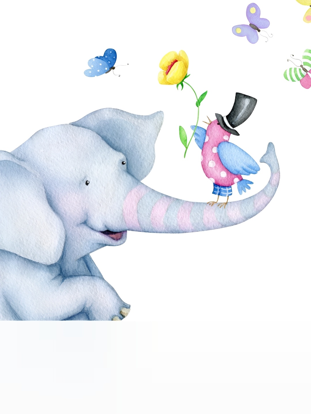 

Aquire Blue & Pink Elephant Playing With Bird Wall Sticker