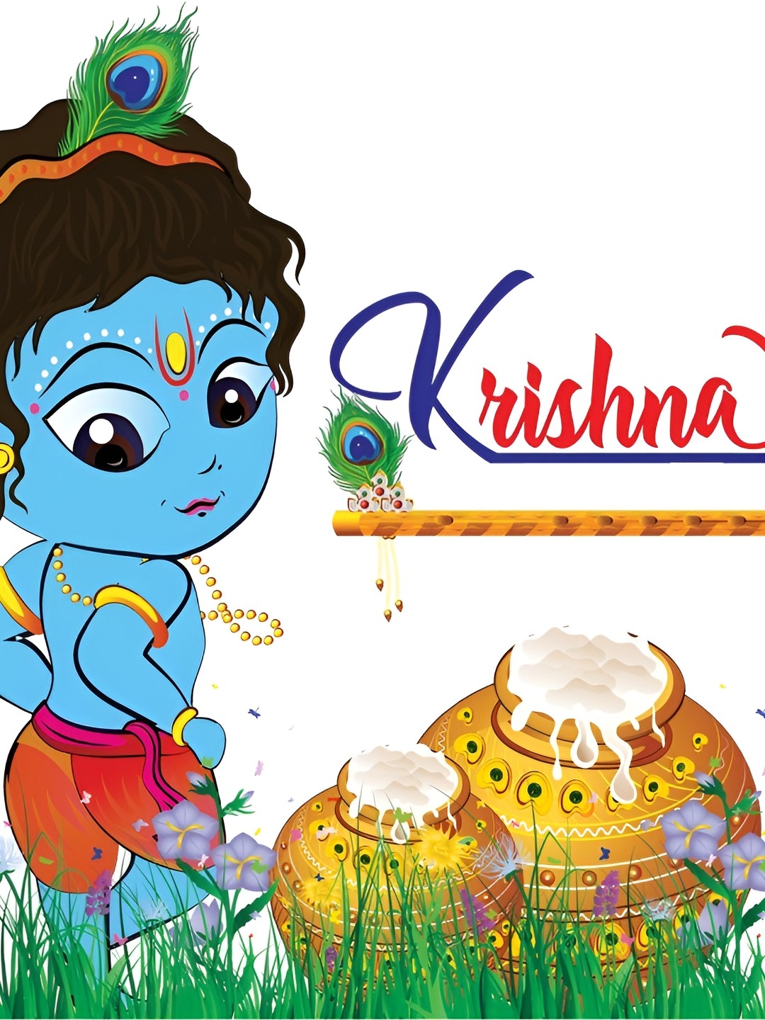 

Aquire god & god's Blue & Red Krishna Printed Self-Adhesive Wall Sticker