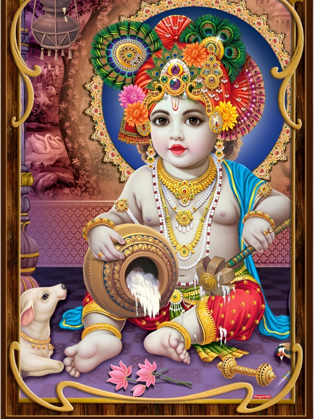 

Aquire Grey & Blue Krishna Printed Wall Sticker