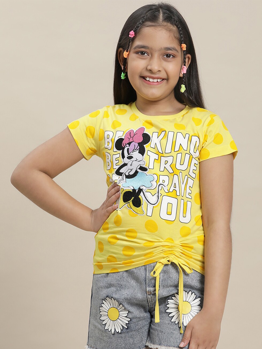 

Kids Ville Girls Mickey & Friends Printed Pure Cotton T-Shirt, Yellow