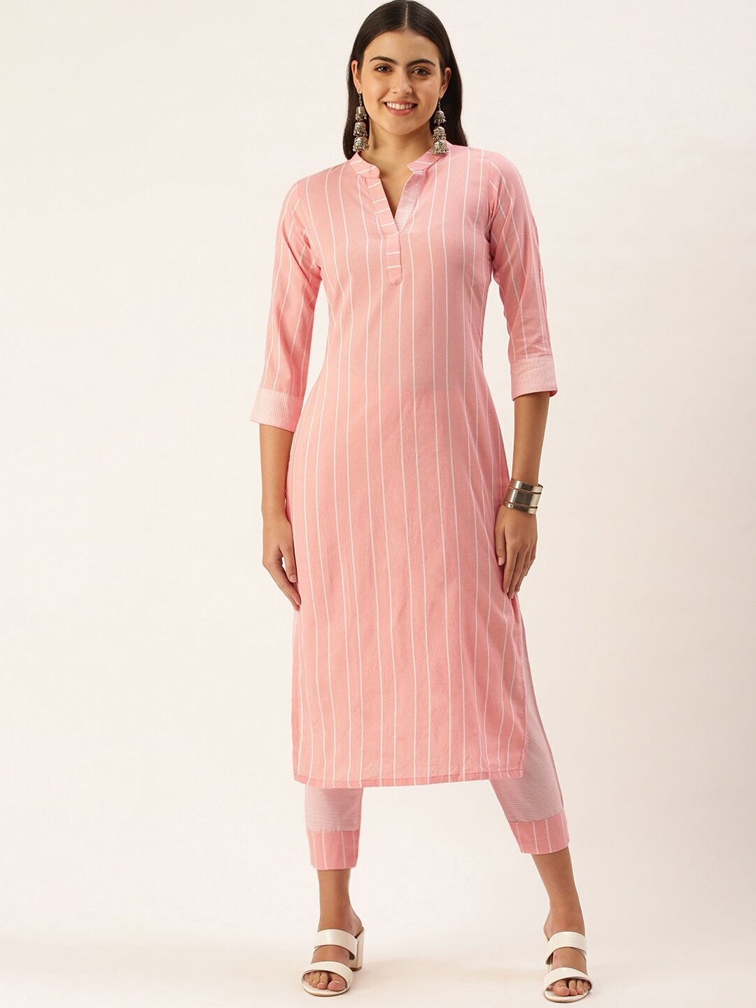 

Shaily Striped Regular Kurta with Trouser, Peach