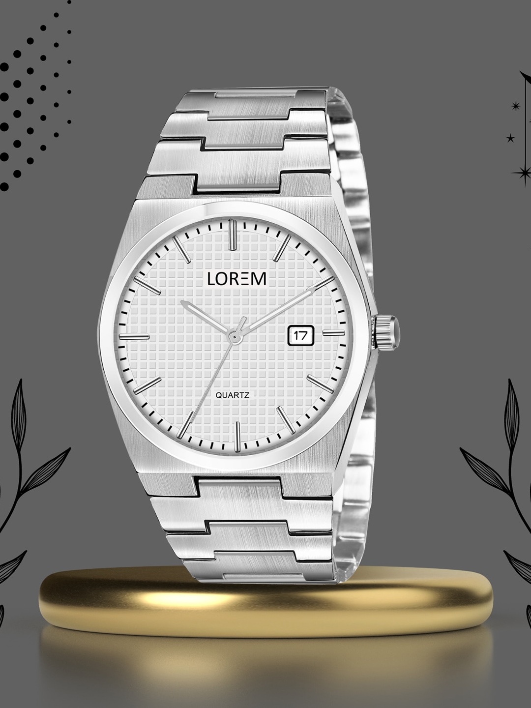 

LOREM Men Dial & Stainless Steel Bracelet Style Straps Analogue Watch LR162-CM, White