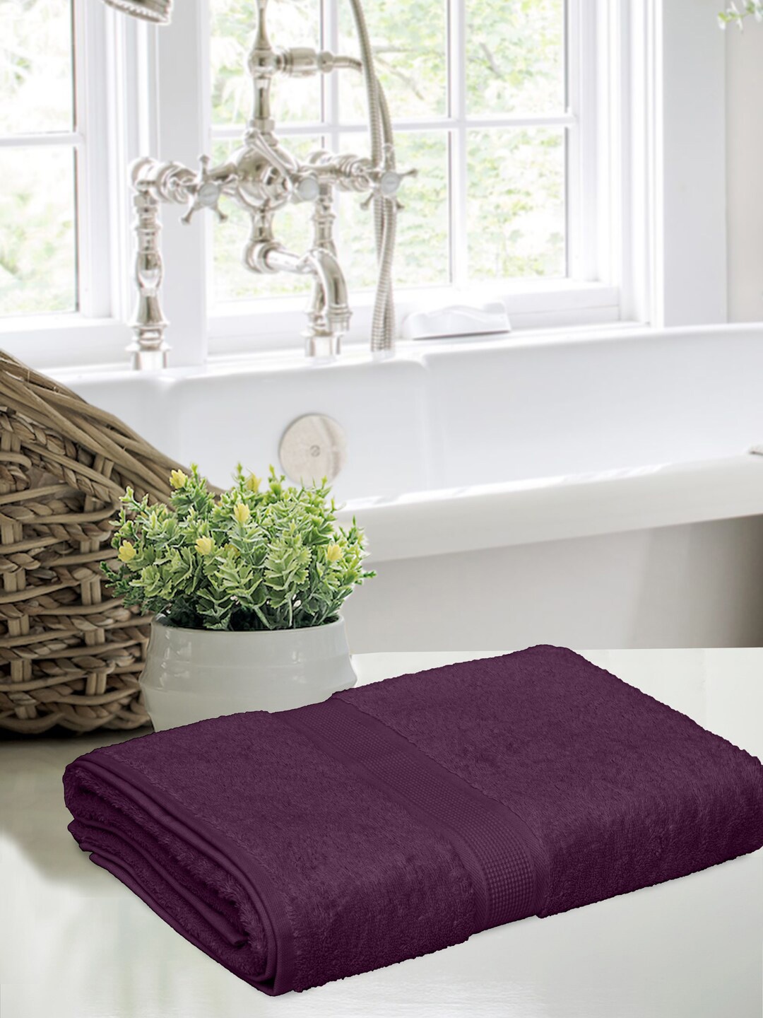 

BOMBAY DYEING Purple Cotton 550 GSM Bath Towel