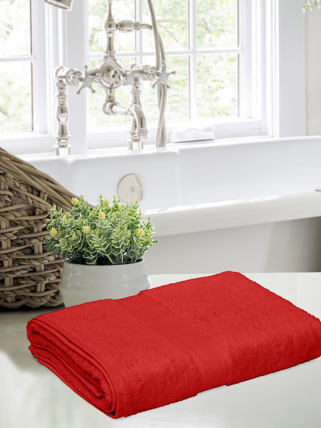 

BOMBAY DYEING Red Cotton 550 GSM Bath Towel