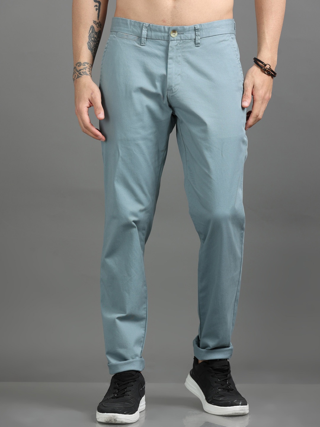 

Dogi Verg Men Tailored Slim Fit Cotton Chinos Trousers, Blue
