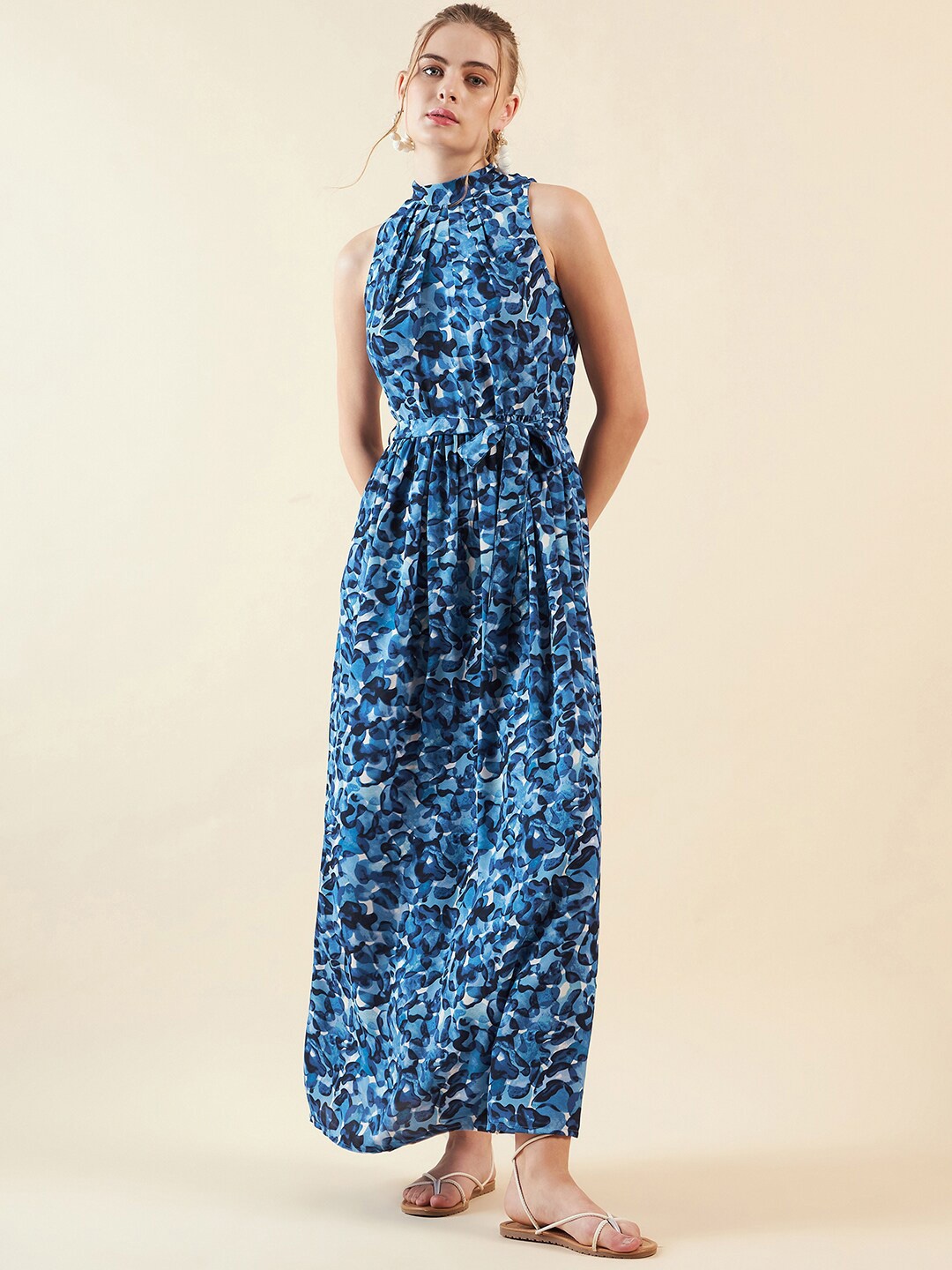 

Freehand by The Indian Garage Co Halter Neck Maxi Dress, Blue