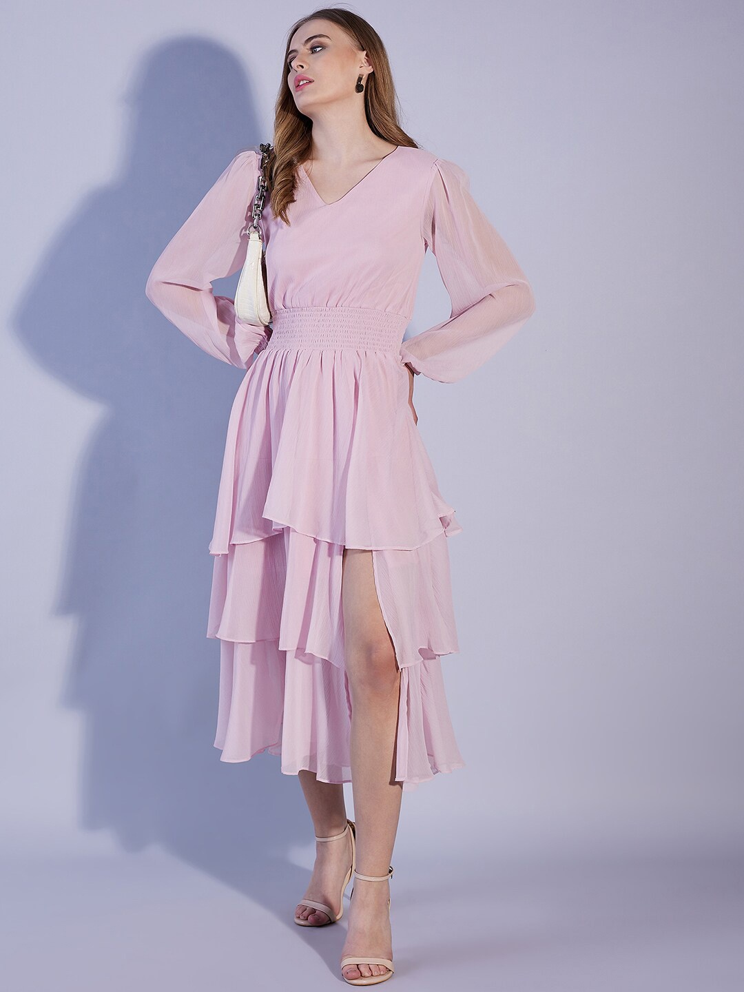 

Freehand by The Indian Garage Co V-Neck Fit & Flare Midi Dress, Pink