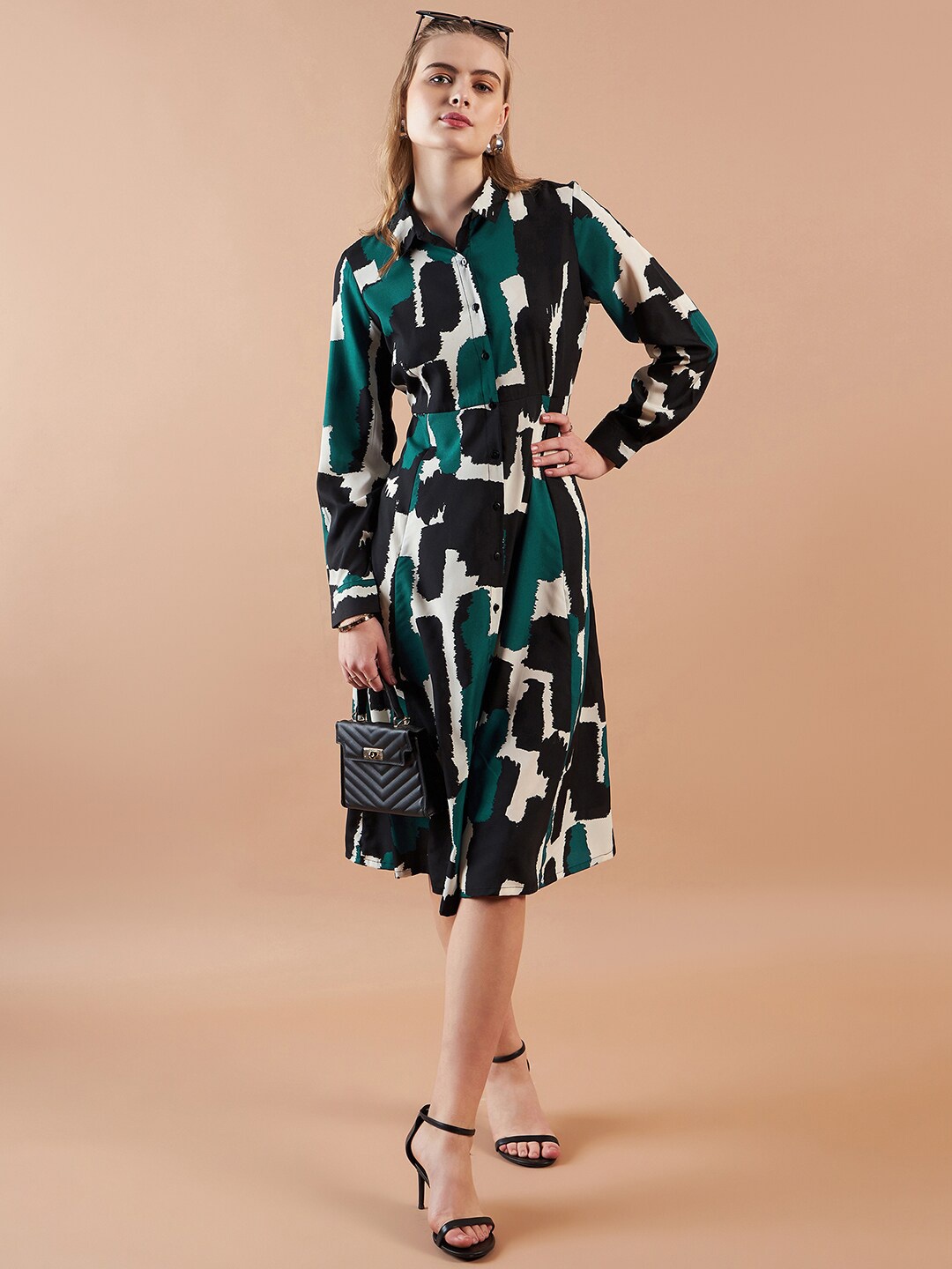 

Freehand by The Indian Garage Co Black Printed Shirt Dress