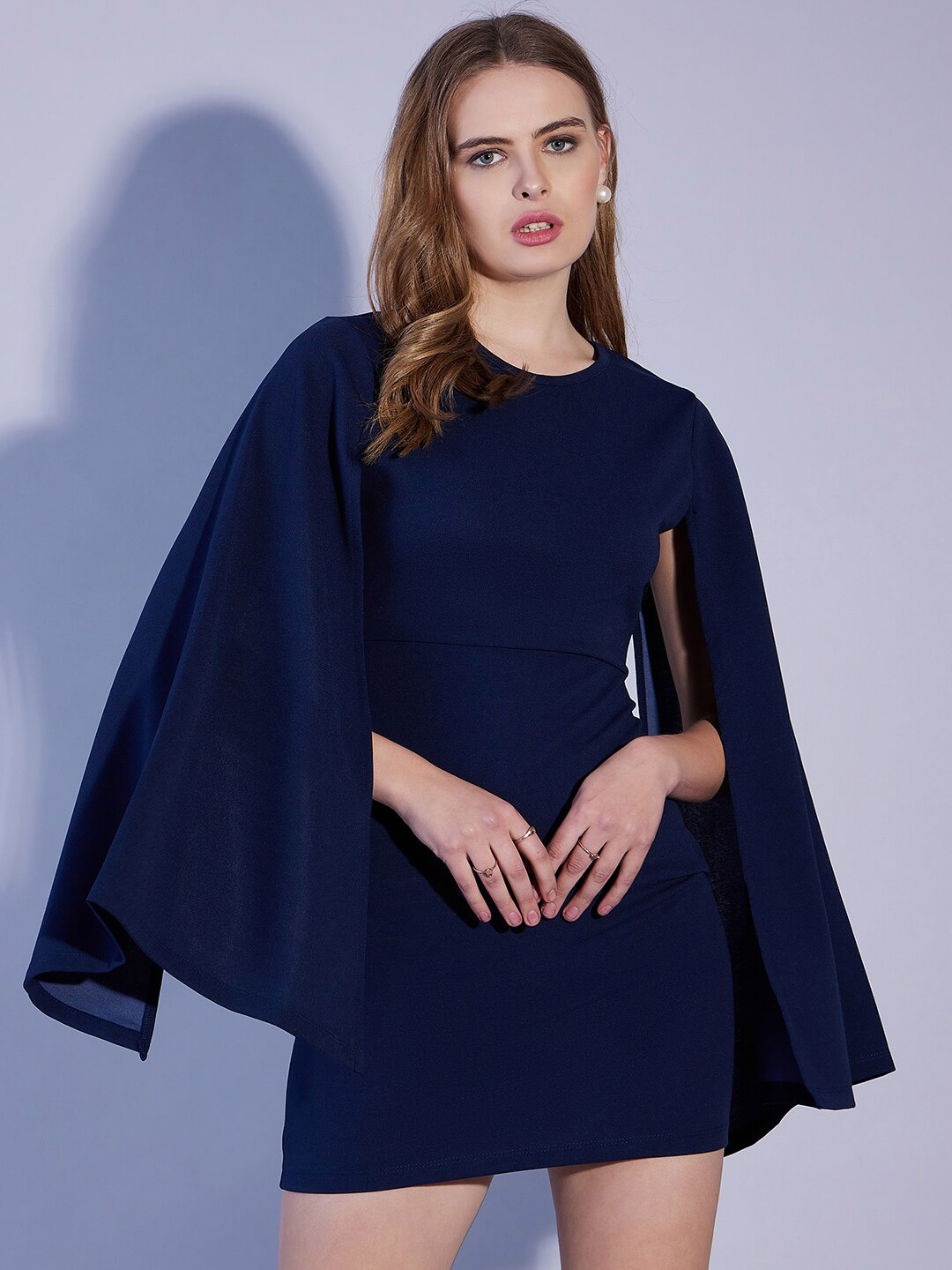 

Freehand by The Indian Garage Co Women Slit Sleeve Bodycon Mini Dress, Blue