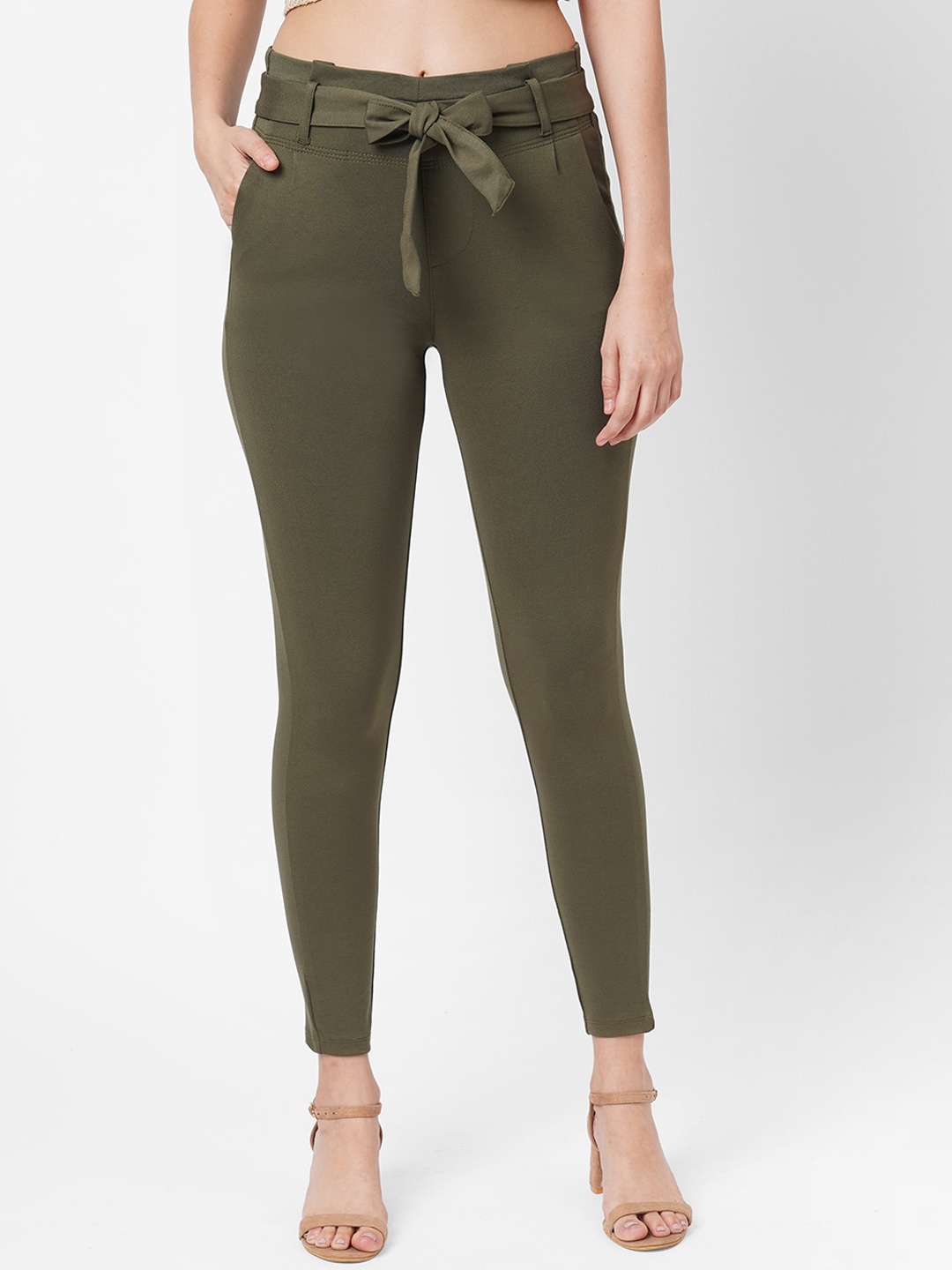 

Kraus Jeans Women Loose Fit High-Rise Trousers, Olive