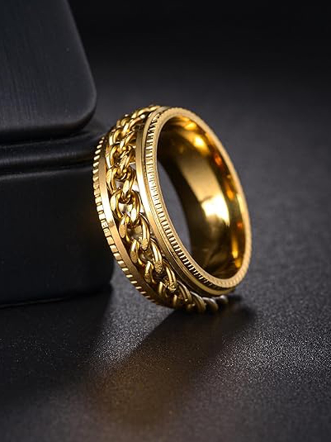 

MEENAZ Men Gold-Plated Chain Band Ring