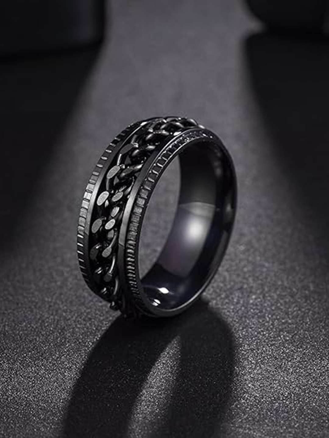 

MEENAZ Men Silver Plated Finger Ring, Black