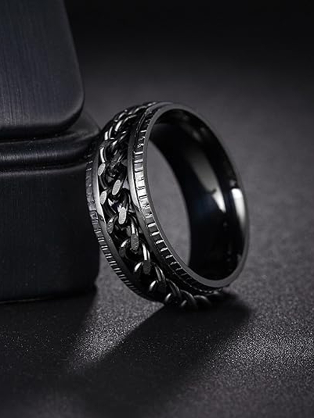 

MEENAZ Men Silver Plated Finger Ring, Black