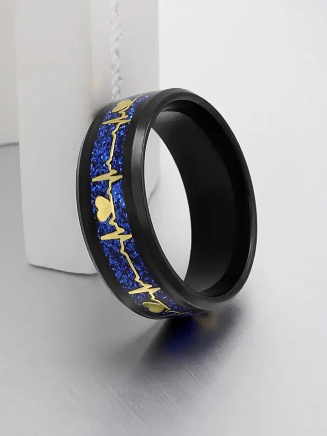 

MEENAZ Men Silver Plated Finger Ring, Black